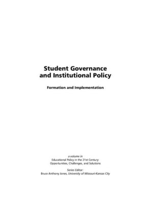 cover image of Student Governance and Institutional Policy